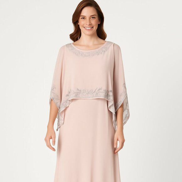 J Kara Blush Pink Beaded Capelet Gown Size 18W NWT – Formal Evening Dress - Picture 1 of 12